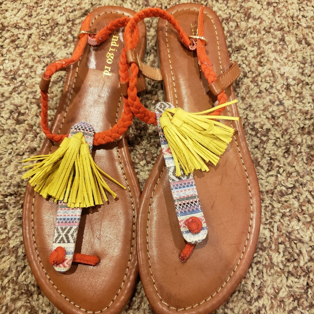 Womens indigo road, t strap sandals. Size 8